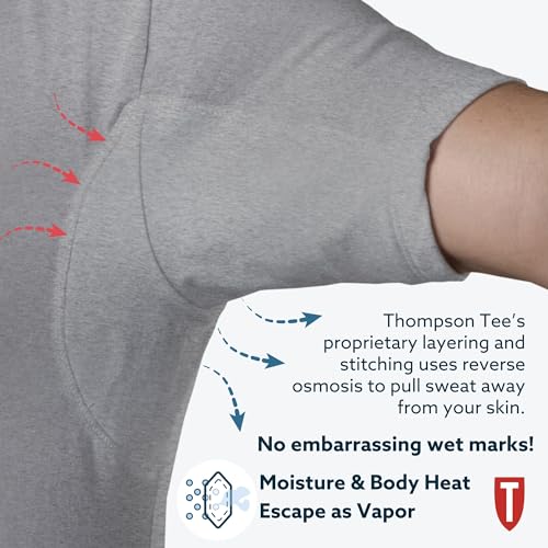Men's Sweatproof Undershirt | Cotton Crew Neck T-Shirt with Underarm Sweat Pads, Original Fit | Aluminum-Free Alternative