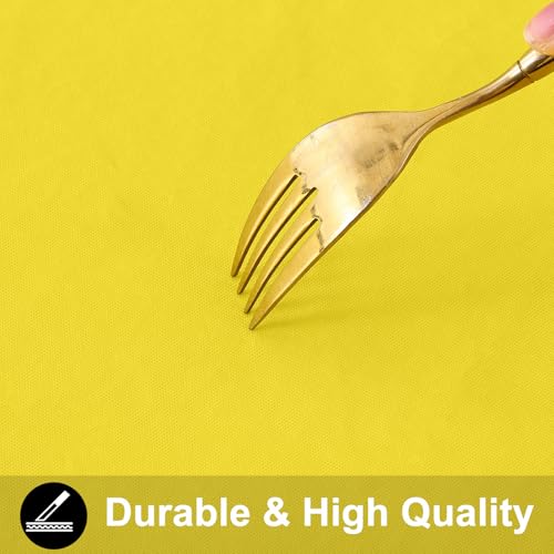 Image of Smiry Square Table Cloth 60x60 Inch, Waterproof Wipeable Vinyl Tablecloths Protector, Oil Spill Proof Plastic Table Cover for Dining, Picnic, Camping, Outdoor, Yellow