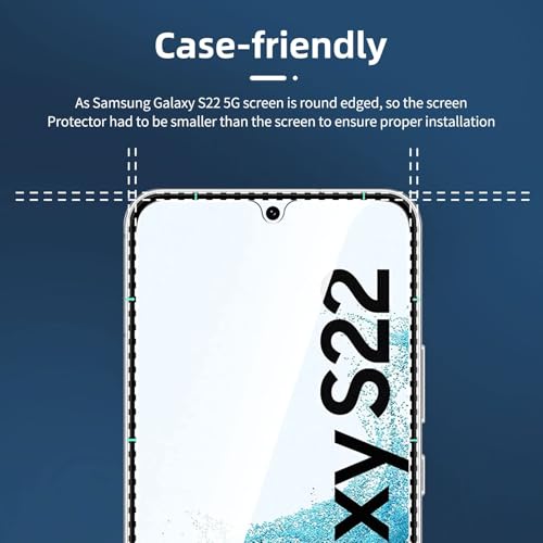 Image of NEW'C 3 Pack Designed for Samsung Galaxy S22 5G, Screen Protector Tempered Glass, Case Friendly Scratch Resistant,Bubble-Free, Ultra Resistant