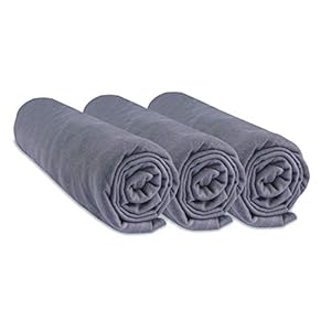 Set di 3 lenzuola, 60 x 120 cm, lettino da bambino, culla, 60 x 120, 100% cotone, grigio | estensibile e traspirante, sonno sano, marchio Easy Dort, certificato Oeko-Tex | Prodotto in Europa