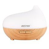 Aromatherapy Diffuser, BESTEK 300ml Wood Look Essential Oil Diffuser Lasts 8 Hours with Waterless Auto Shut-off, Cool Mist, 7 lED Night Light, 4 Time Settings for Home, Bedroom, Office,Yoga Spa