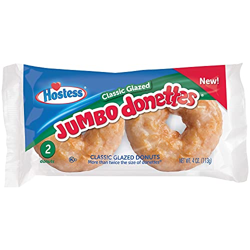 Jumbo Donette By Hostess Variety Pack By Tribeca Curations | Glazed, Blueberry, Strawberry | 4 Ounce | 12 Pack (24 Total Donettes) #TOP4