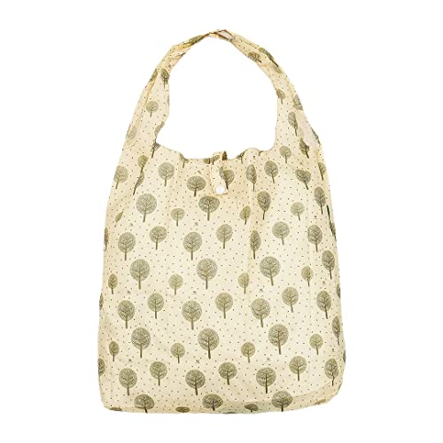 ECO CHIC Lightweight Foldable Reusable Shopping Bag, Tree of Life Beige
