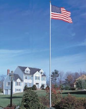 Sunsetter Flag Pole 20', Aircraft-Grade Flagpole with 3' x 5' Nylon Flag Fade Resistant, Rust-Proof Maintenance Free. Telescopes Down to 7’ With Push-Button Ease, Heavy Duty and Long Lasting.