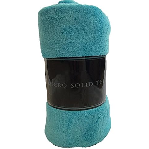 Decotex Warm & Cozy Super Soft Plush Solid Fleece Throw Blanket (50"x60", Turquoise) Cover