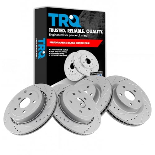 TRQ Front & Rear Performance Brake Rotors Set Premium G-Coated Cross