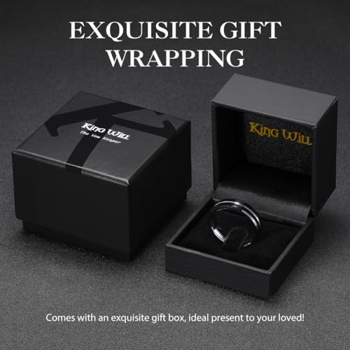 Image of King Will Tungsten Carbide Wedding Band for Men Women-6 /8 /10mm Width Multicolor Available with Grooved Center Wedding Ring Suitable for Work, Gym Comfort Fit Size 4-16