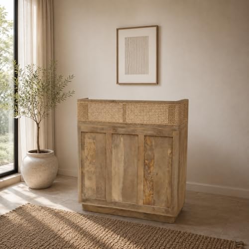 Image of The Attic Mehfil Bar Cabinet, Natural Finish