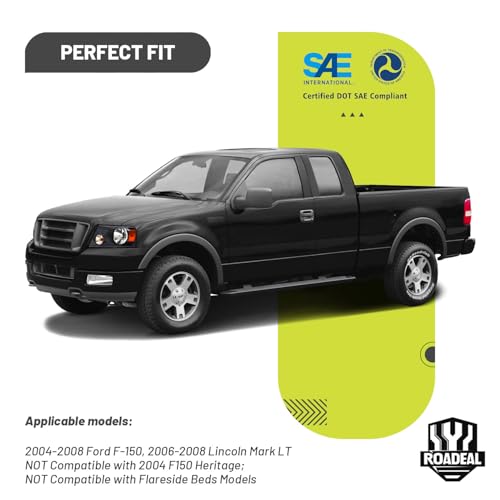 Image of Headlights for 2004-2008 Ford F150 /2006-2008 Lincoln Mark LT | Halogen Headlamp Replacement with High Low Beam Bulbs, Black Housing, Driver & Passenger Side