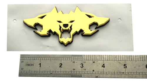 Image of Wolf Pack Emblems 3D Logo Car Badge Side Rear Styling Decal Sticker Compatible with Tesla Cybertruck Cyberbeast Motorcycles (Golden)