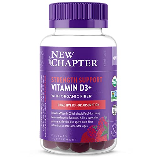 New Chapter Organic Vitamin D3+ Gummies – 72% Less Sugar§, 1,000 Iu Usda Organic Vitamin D, One Daily Gummy For Strong Bones & Muscle Function, Non-Gmo, Gluten Free, Mixed Berry Flavored, 60Ct #TOP9