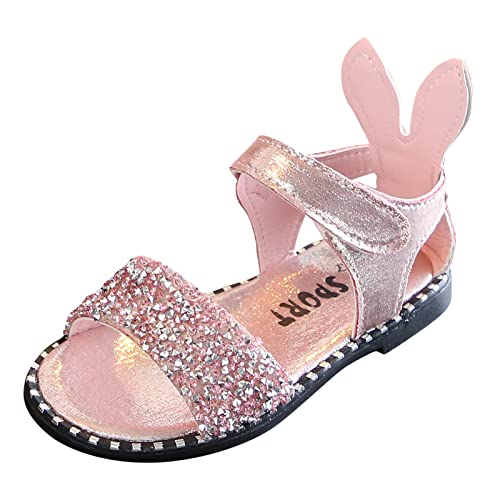 Girls Kids Pearl Glitter Rubber Sandals Gl𝐚diator Open Toe Ankle Wide Shoes Baby Childrens Flat Soft Non Slip Slipper
