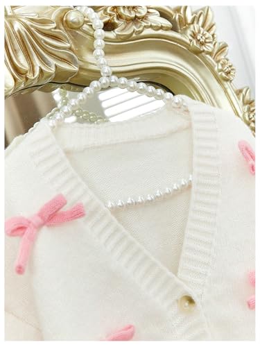 SHENHE Girl's Bow Button Down Knitted Cardigan V Neck Loose Cute Crop Sweater Outwear4