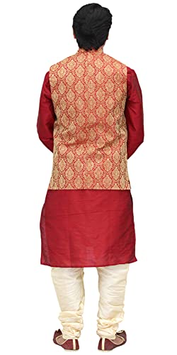 Image of Men's Silk Kurta Pyjama With Waistcoat