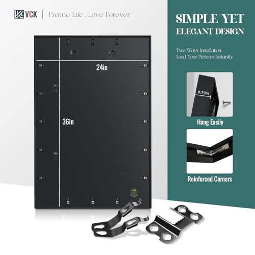 Image of VCK 24x36 Poster Frame, Black Metal - Matted to 20x30, for Artwork