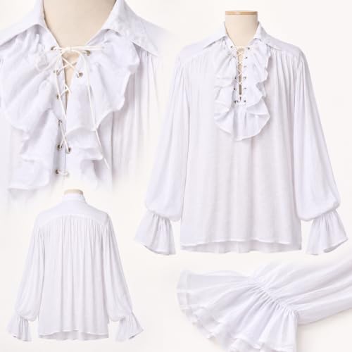 Miniatura 4 de Graceart Hombres Pirata Camisa Disfraz L, White