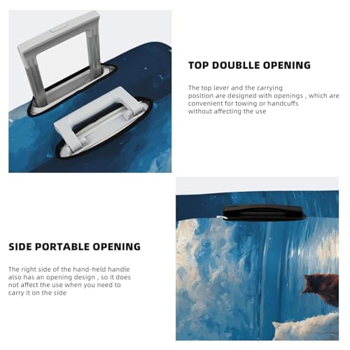 Three Cats Sitting On A Bench Elastic Travel Luggage Covers Dustproof Scratch-Resistant Suitcase Protector Fit 22-24 Inch3