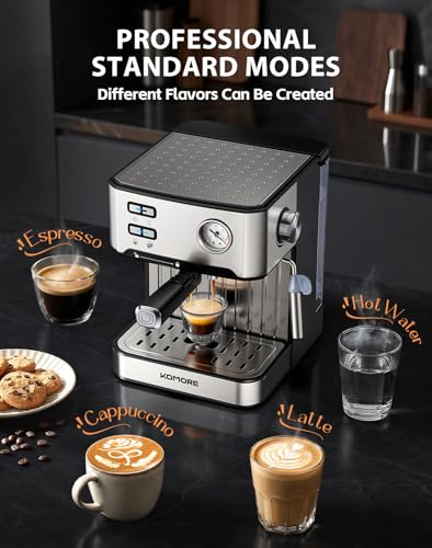 Image of Espresso Machine, 20 Bar, 1.6L, Stainless Steel Coffee Machines