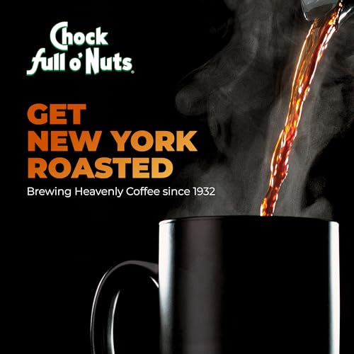 Chock Full o' Nuts o’Nuts Uptown Express Roast, Dark Roast Ground Coffee with Extra Caffeine – Gourmet Coffee Beans – Bold, -Bodied and Intense Coffee (10.5 Oz. Can)