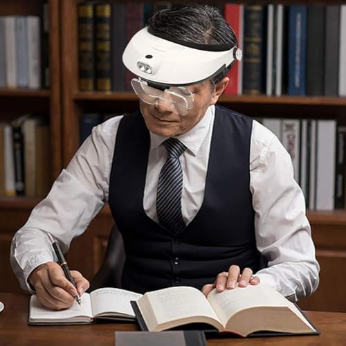 Image of Headband Magnifier, Head Mount Magnifying Glass with LED Light for Close Work Jewelers Loupe Eyelash Extensions Watch Repair Reading