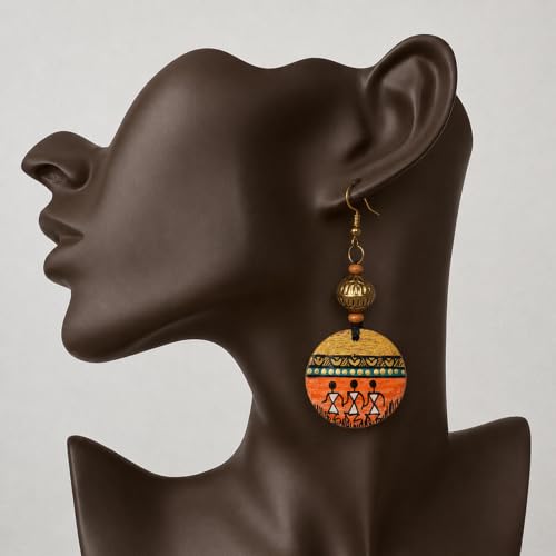 Image of Handcrafted Artistic & Tribal Earrings Collection for Women - Bohemian, Floral, Wooden & Ethnic Statement and Stud Designs