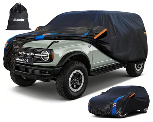 Image of Custom Fit Car Cover for Ford Bronco Sport /Bronco 2 Door 2Dr, Upgraded Waterproof All Weather Outdoor Auto Cover with Driver Door Zipper & Mirror Pockets, UV /Snow /Dust Protection