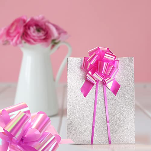 Paper Fair 24Pcs 8 Color Iridescent Easter Gift Pull Bow Set, Large 6" Assorted, For Gift Basket Bag Box Wrapping Décor, Valentines Day, Birthday, Anniversary, Christmas, Florist Packaging #TOP6