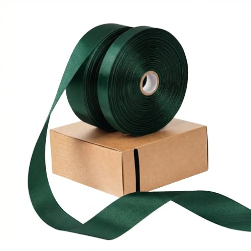 AFLZSP Emerald Green Satin Ribbon 2 Rolls for Gift Wrapping & Bows Wedding Decoration Floral Arrangement. (1 in x 50 Yds 1/2 in x 50 Yds.)