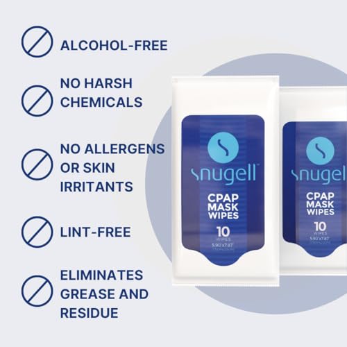 Image of Snugell Unscented Travel CPAP Mask Wipes - 12 Packs 10 Sheets Each - 100% Soft Cotton - Skin-Safe with Aloe Vera - Lint and Alcohol Free- Perfect On-the-Go Cleaning & Sanitizing CPAP Masks and Devices