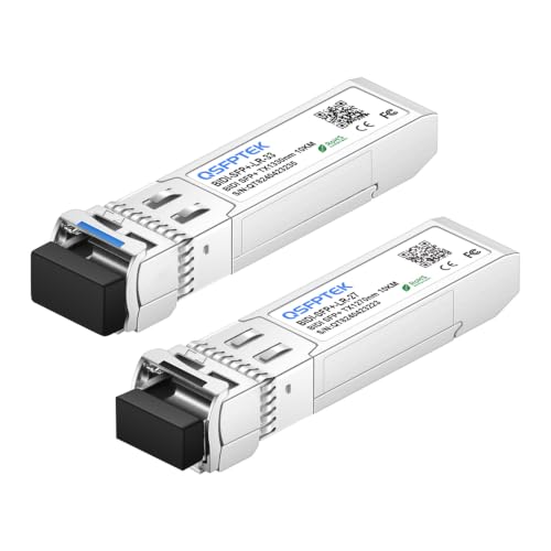 Image of QSFPTEK 10G SFP+ Bidi Transceivers LC Single-Mode Module for Cisco SFP-10G-BXD-I (1330nm-TX/1270nm-RX) / SFP-10G-BXU-I (1270nm-TX/1330nm-RX),10KM, with DDM - 1 Pair