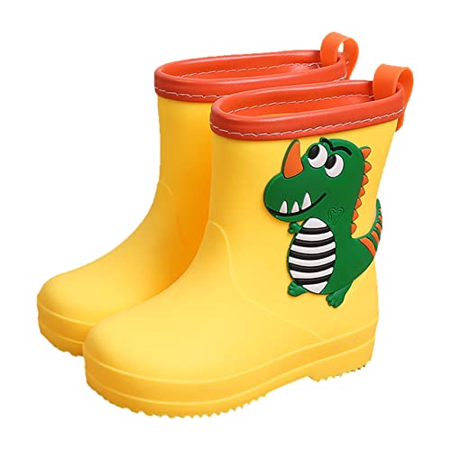 Classic Children Rainboots PVC Rubber Children Water Shoes Waterproof Rain Boots Kids Baby Cartoon Shoes Snow Boots Kids (Yellow, 17.00)