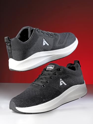 Image of Action | Athleo | ATG-496 | Men's | Lace-Up | Running | Shoes | Comfortable | Lightweight | Breathable | Durable | Sports | Shoes Black