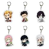 Juego de 6 llaveros y colgantes Anime Ghost Demon Kanroji Mitsuri Kochou Shinobu – Personajes Kawaii, regalo perfecto para Otakus y fanáticos del anime