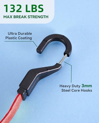 Image of 36 inch Flat Adjustable Bungee Cords with Hooks, 3X Faster to Adjust the Length | LUCKY STRAPS 6 Pack Red Heavy Duty Bungee Straps for Cargo, Camping, Bike, Truck, Roof Rack, Motorcycle, Outdoor Use