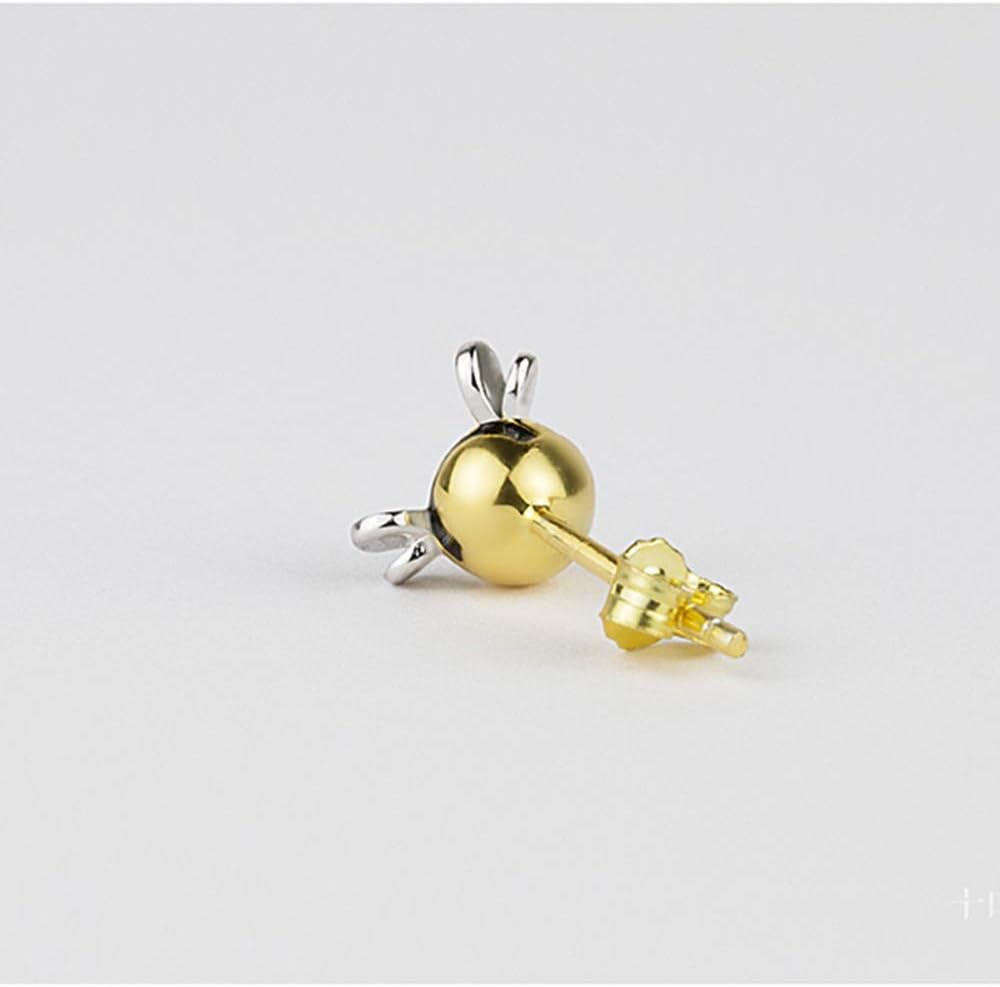 Chic Tiny Bee S925 Sterling Silver Stud Earrings for Women Fashion Cute Dainty Animal Cartilage Piercing Post Studs Hypoallergenic Sensitive Ears Jewelry Gifts for Her Daughter Bff Birthday Xmas