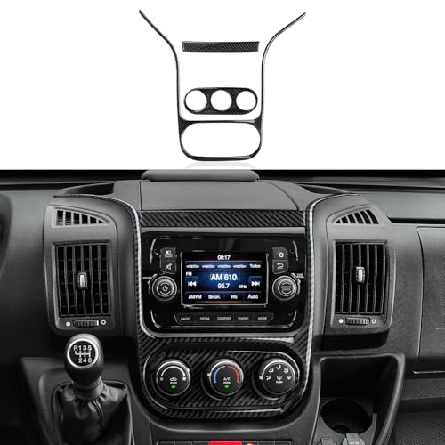 Image of Car Carbon Fiber Navigation Frame Air Conditioner Panel Cover Trim Accessories for Dodge RAM Promaster 1500 2500 3500 2014 2015 2016 2017 2018 2019 2020 2021