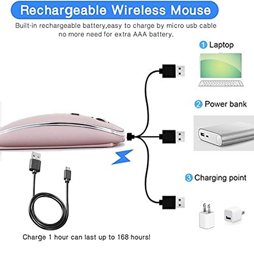 Wireless Mouse For Macbook Pro Macbook Air Mac Imac Desktop Computer Chromebook Win7/8/10 Pc Hp Dell Laptop (Rose Gold) #TOP5