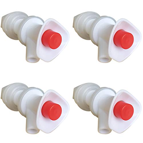 Replacement Cooler Faucet for Discharge of 45 Degrees - 4 Red Water Dispenser Tap - Push Button Plastic Spigot.(Pack of 4)