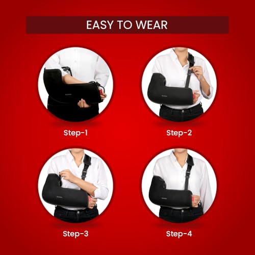 Image of Dr.Ortho Arm Sling Tropical Support Brace | Shoulder Support for Fracture, Immobilization, Prevents Shoulder Dislocation, Skin Friendly & Breathable Material | Black - Small