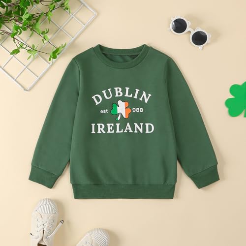 St Pattys Day Baby Outfit Toddler St Patrick Shirt Shamrock Long Sleeve Crewneck Sweatshirt Spring Clothes Pants Set3