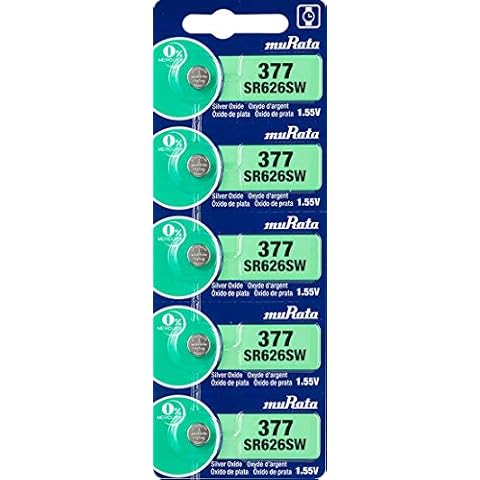 Murata 377 Battery SR626SW 1.55V Silver Oxide Watch Button Cell (5 Batteries) Cover