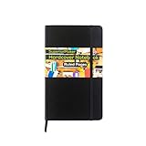 Ruled Notebook, Black Leather Bound Hardcover Journal with Lined Paper, Business Premium Label Stickers, and Elastic Closure, 5 x 8.25 inches - SuperiorMaker