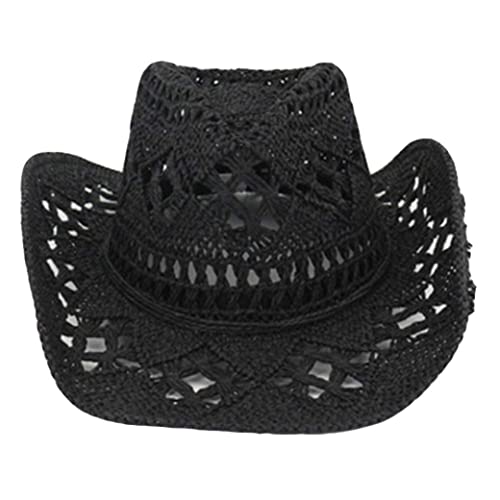 Sombrero de paja estilo vaquero negro