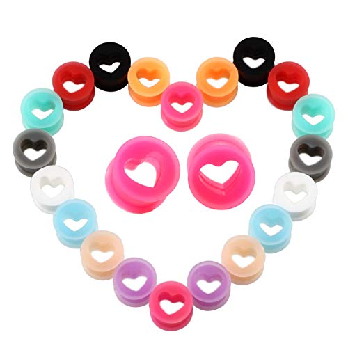 Walbest Plugue de orelha 1 peça unissex em forma de coração de silicone, alargador de túnel, piercin