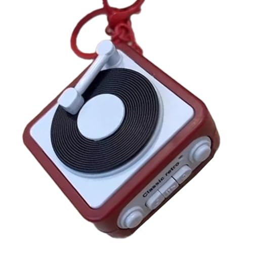 Small Phonograph Keychain Charm With Playback and Recording Capabilities