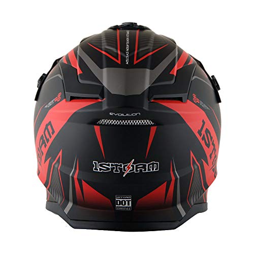 1Storm Adult Motocross Helmet Bmx Mx Atv Dirt Bike Downhill Mountain Bike Helmet Racing Style H637; Storm Red #TOP4