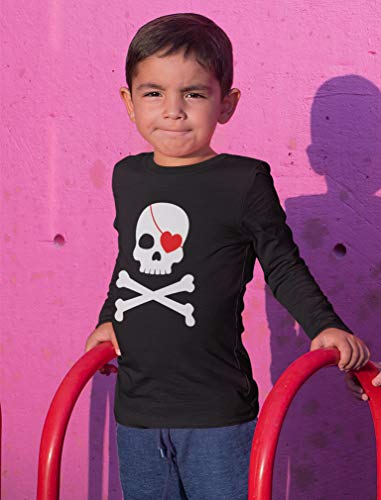 Tstars Pirate Heart Eyepatch Girls Boys Valentines Day Shirt Skull & Crossbones Valentine Toddler Kids Long Sleeve T-Shirt4