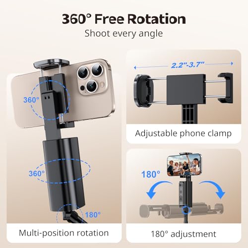 UBeesize 67" Auto Face Tracking Tripod with 360° Rotation, Smart Phone Stand with Remote Control, Extendable Selfie Stick for TikTok, Vlog & Video Recording, Compatible with iPhone & Android by UBeesize - Image 5