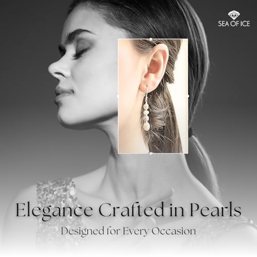 Sea of Ice Pearl Dangle Earrings – Freshwater Cultured Pearl Drop Earrings for Women – Dangle Pearl Earrings with Multi-Colored Natural Pearls – Premium 925 Sterling Silver Hook Earrings4
