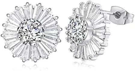 Aretes de girasol para mujer, diseño de margaritas, aretes de tuerca pequeños, aretes florales de primavera, aretes colgantes de gota de flores,